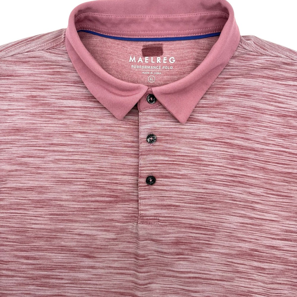 MAELREG Performance Polo Mens XL Pink Space‎ Dye Short Sleeve Golf Shirt Stretch